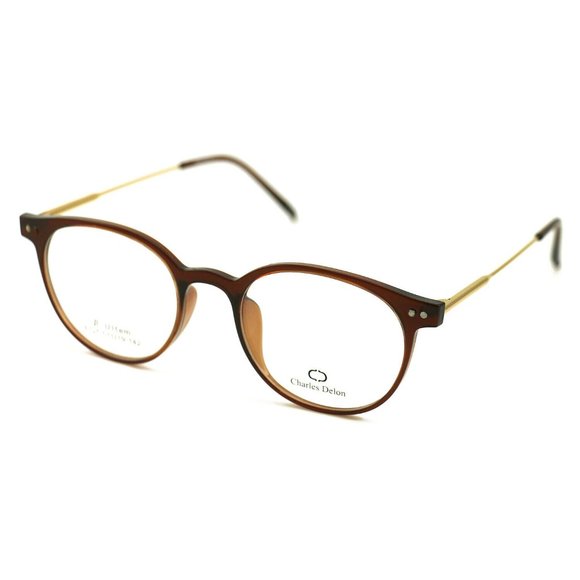 Charles Delon Round Women Brown/Gold Plastic Frame - Picture 1 of 8